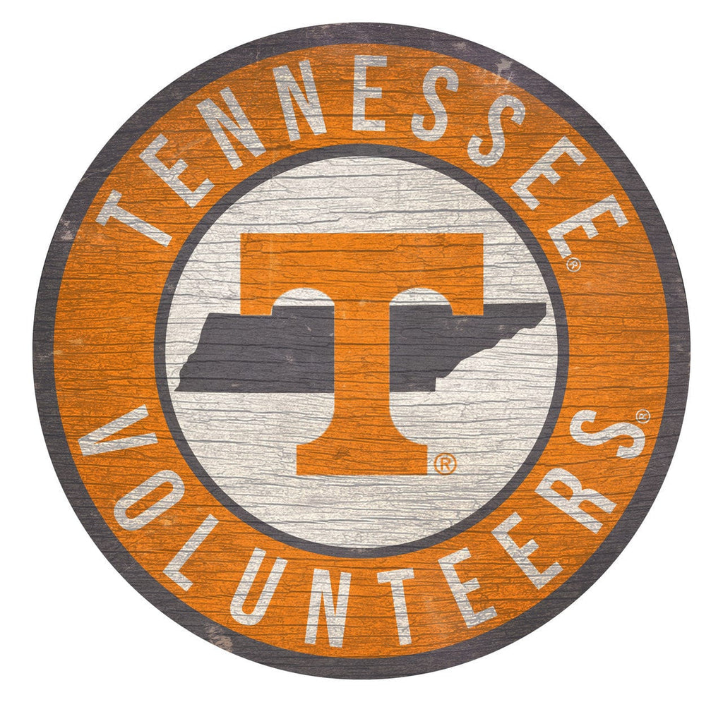 Sign 12 Round State Design Tennessee Volunteers Sign Wood 12 Inch Round State Design 878460201899