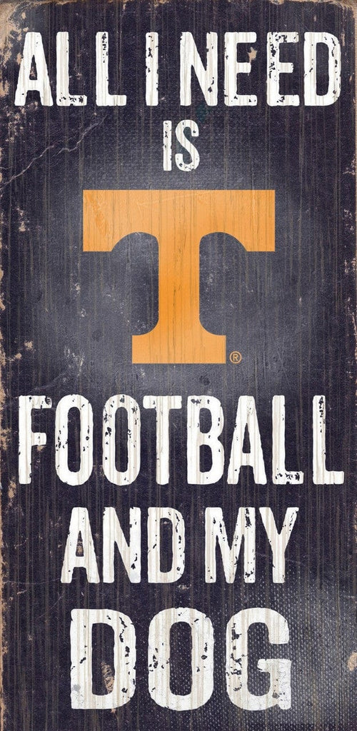 Sign 6x12 Football and Dog Tennessee Volunteers Wood Sign - Football and Dog 6"x12" 878460039072