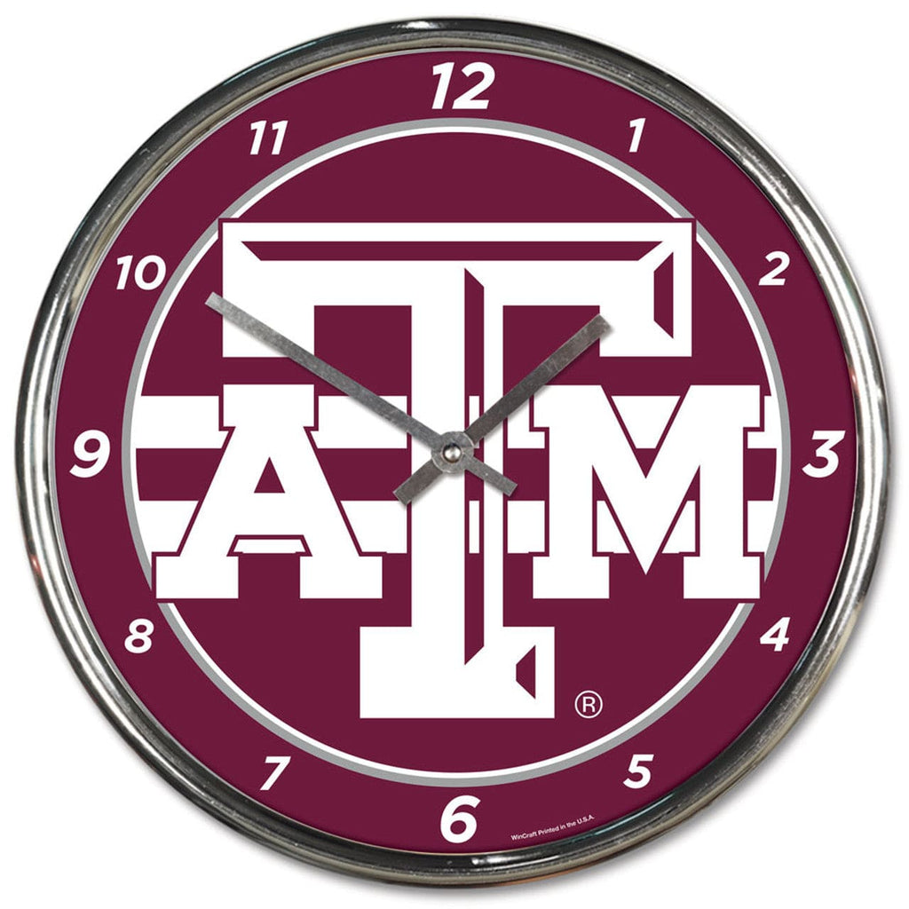 Clock Round Chrome Wall Texas A&M Aggies Round Chrome Wall Clock 010943280001