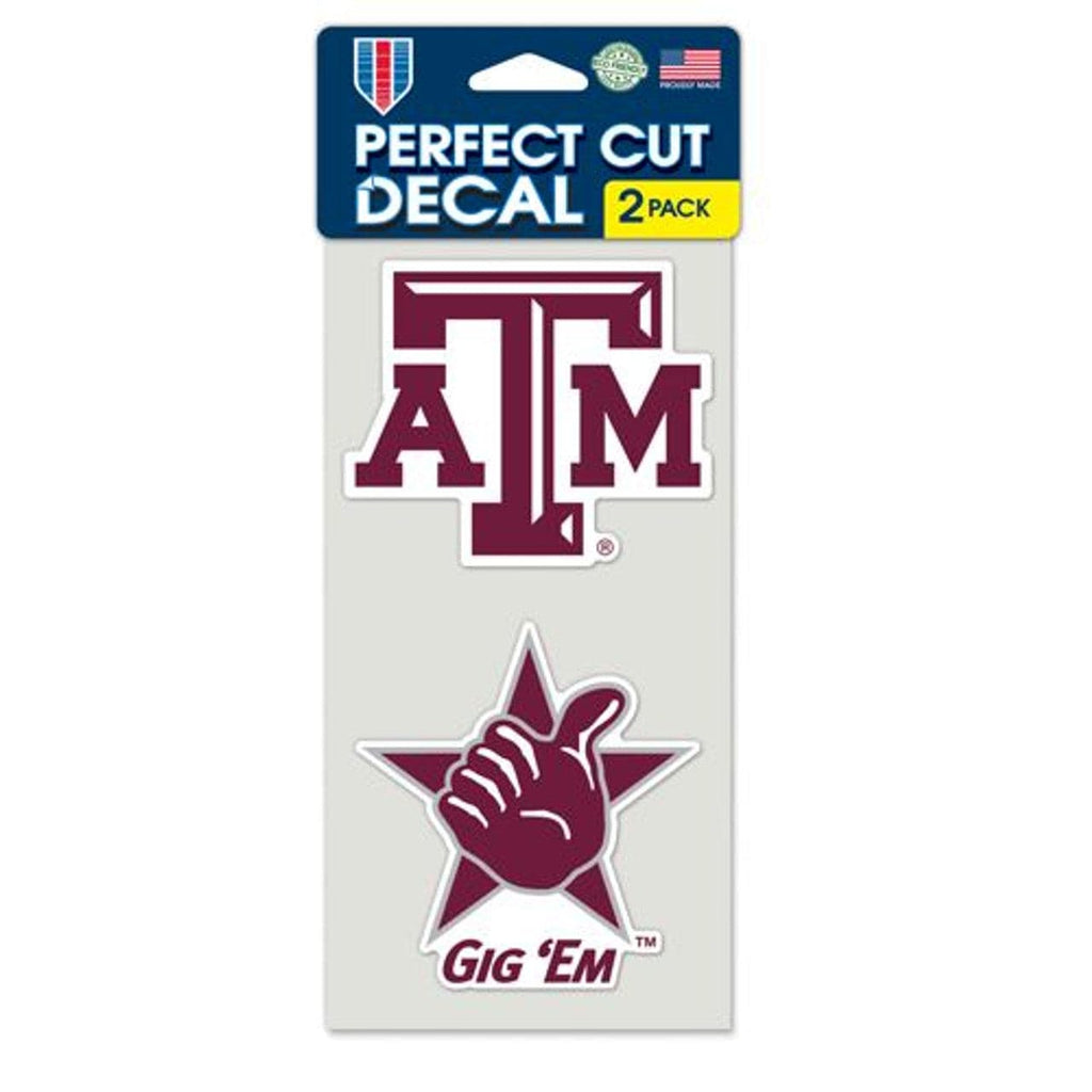 Decal 4x4 Perfect Cut Set of 2 Texas A&M Aggies Set of 2 Die Cut Decals 032085410474