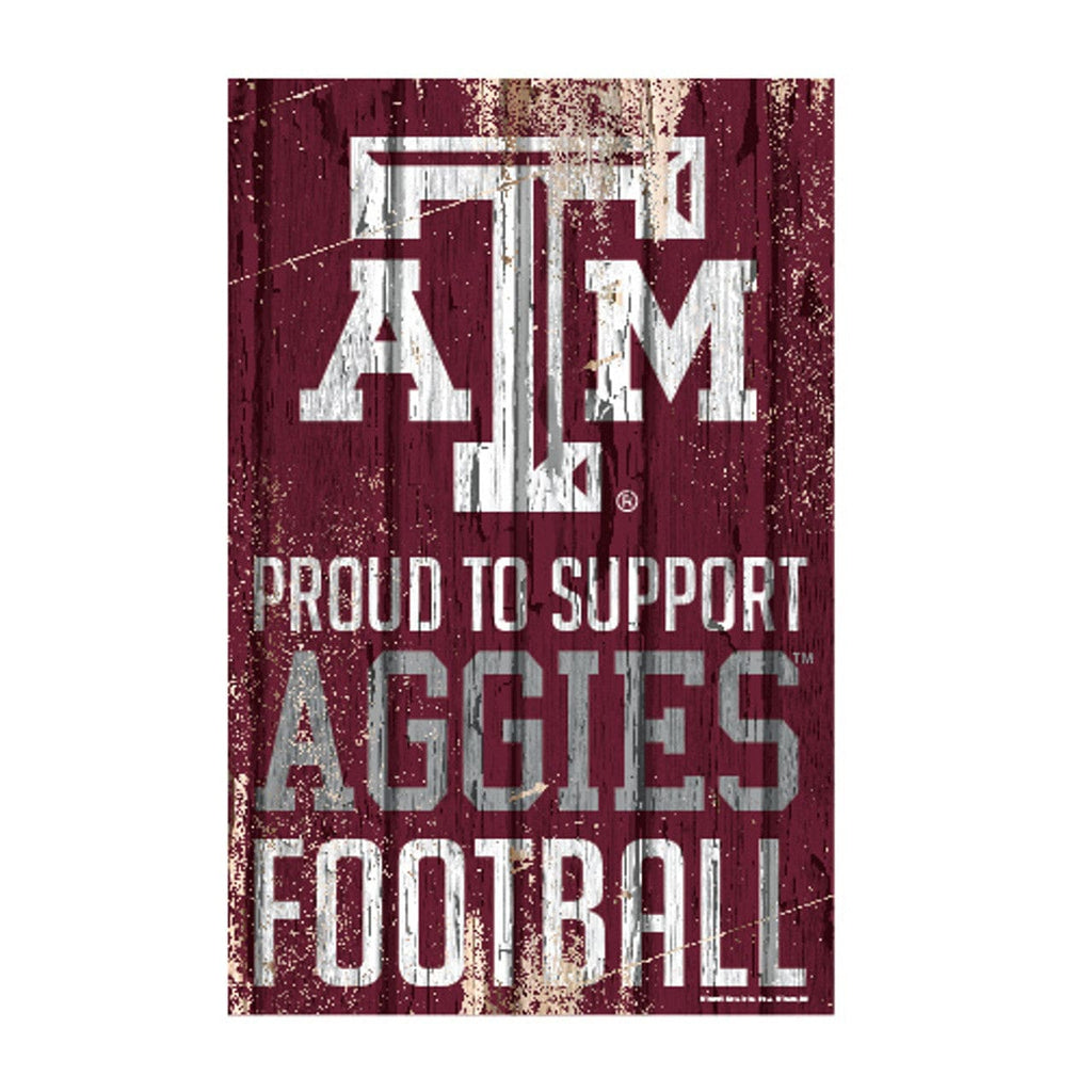 Sign 11x17 Proud To Support Texas A&M Aggies Sign 11x17 Wood Proud to Support Design 032085798800