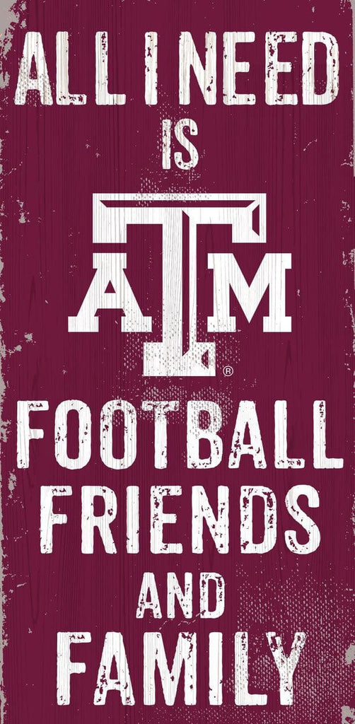 Sign 6x12 Friends and Family Texas A&M Aggies Sign Wood 6x12 Football Friends and Family Design Color - Special Order 878460174605