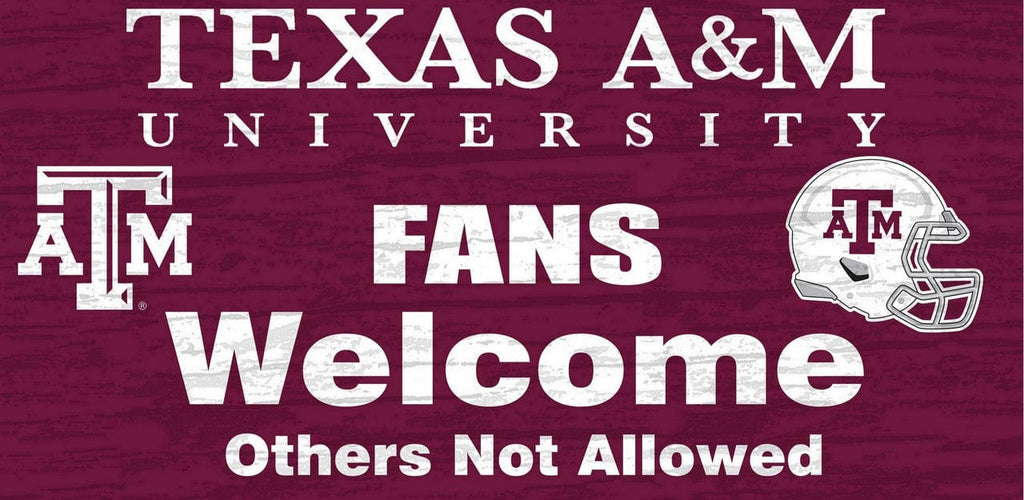 Sign 12x6 Fans Welcome Texas A&M Aggies Wood Sign - Fans Welcome 12"x6" 878460028601