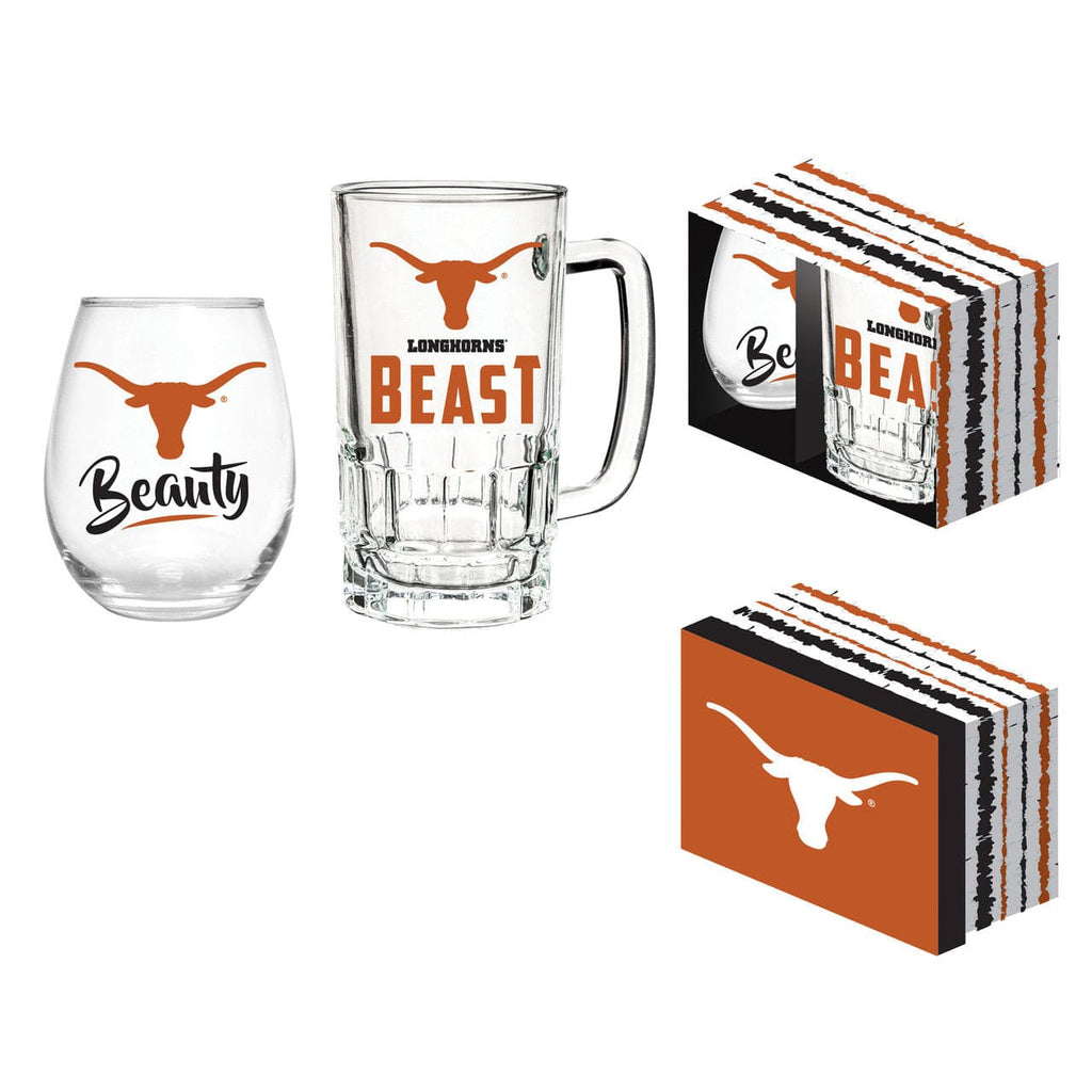 Boxed Stemless Wine & Tankard Texas Longhorns Drink Set Boxed 17oz Stemless Wine and 16oz Tankard 801946940845