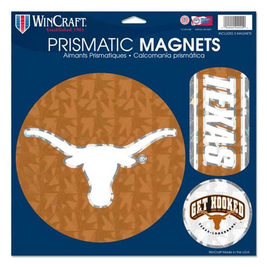 Magnet 11x11 Die Cut Set of 3 Texas Longhorns Magnets 11x11 Prismatic Sheet 032085166111