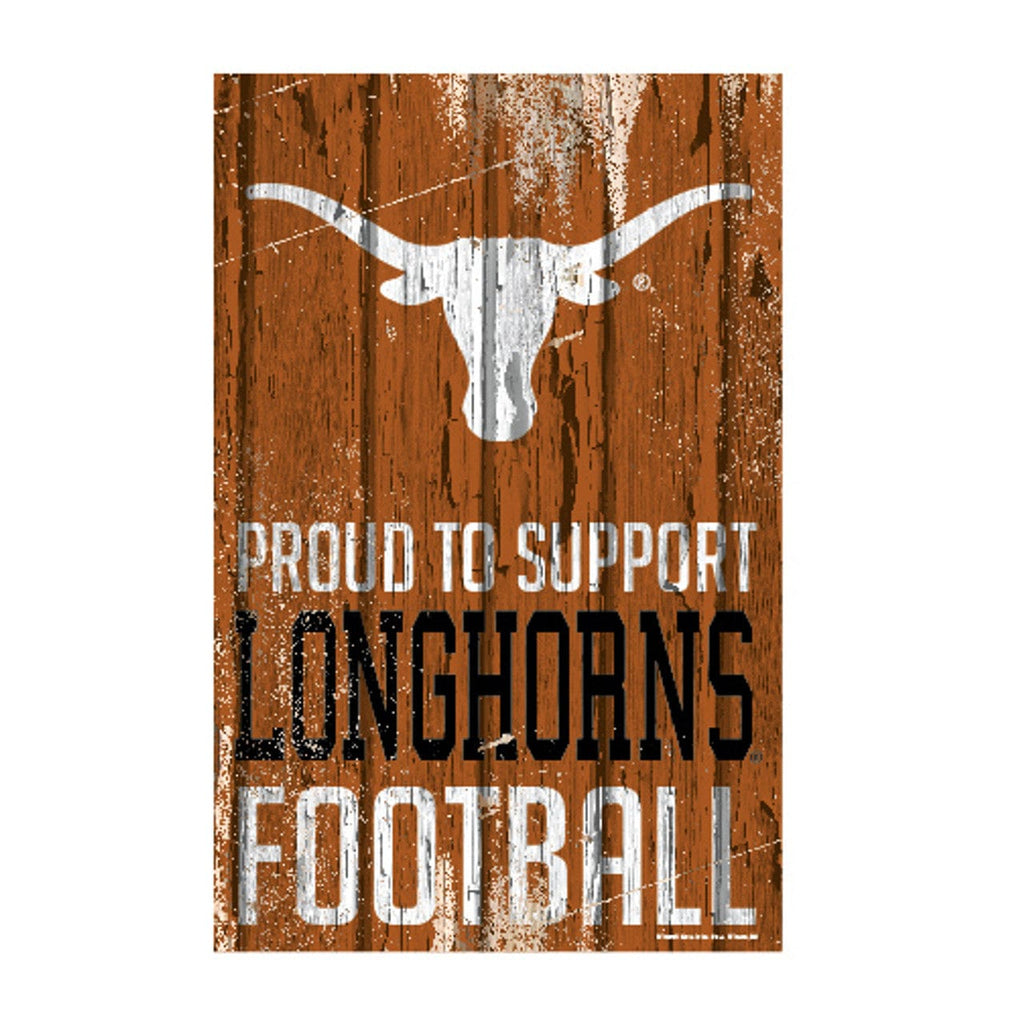 Sign 11x17 Proud To Support Texas Longhorns Sign 11x17 Wood Proud to Support Design 032085798763