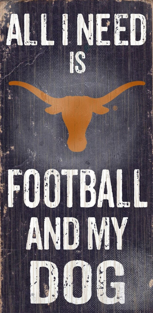 Sign 6x12 Football and Dog Texas Longhorns Wood Sign - Football and Dog 6"x12" 878460039089