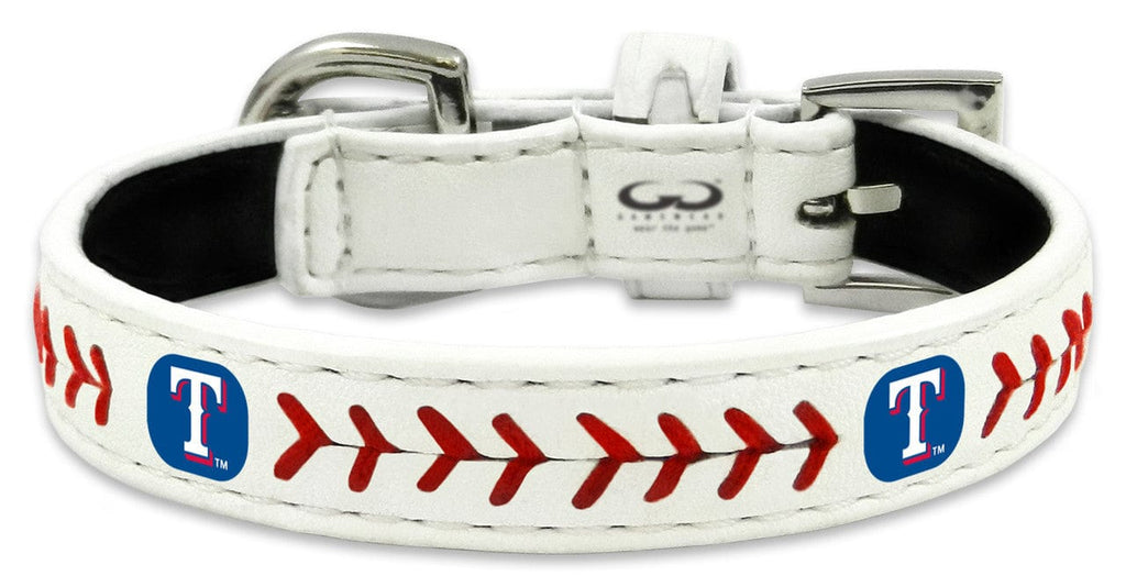 Texas Rangers Texas Rangers Pet Collar Classic Baseball Leather Size Toy CO 844214052772