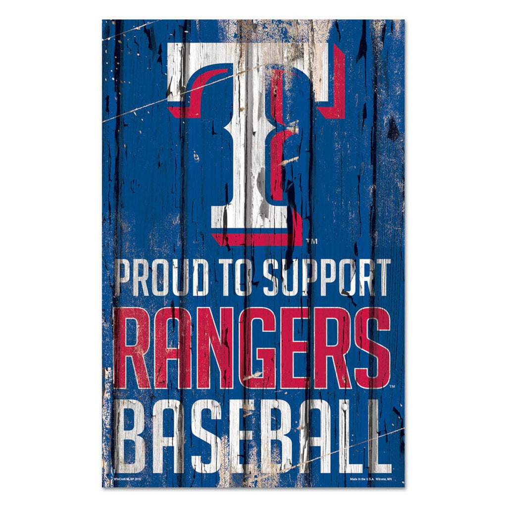 Sign 11x17 Proud To Support Texas Rangers Sign 11x17 Wood Proud to Support Design 032085628299