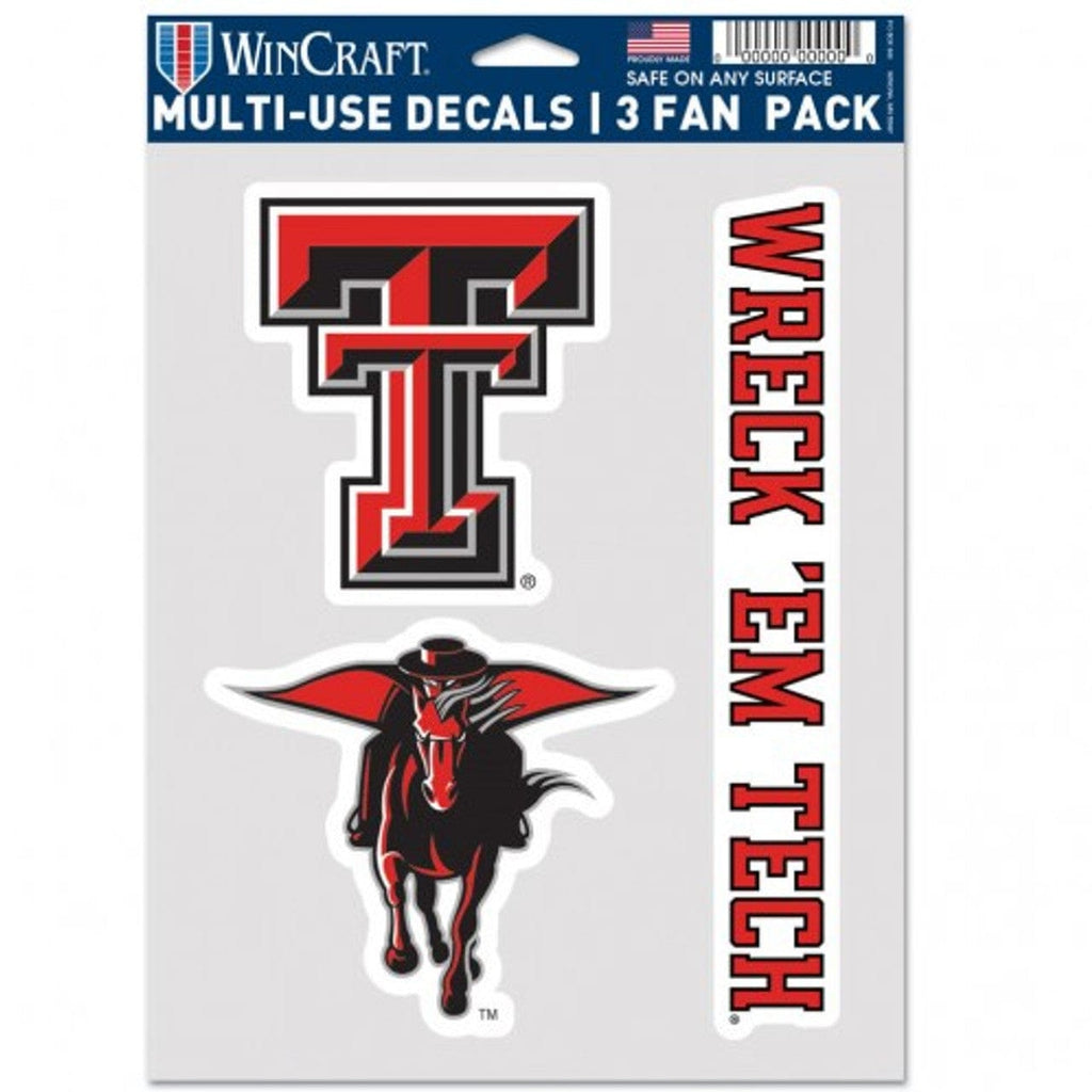 Fan Pack Decals Texas Tech Red Raiders Decal Multi Use Fan 3 Pack Special Order 194166078406