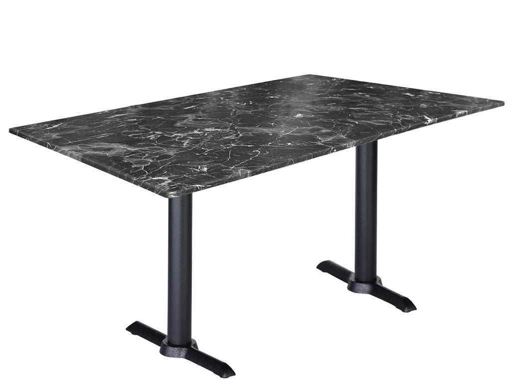 Two 30" Tall OD211EB Indoor/Outdoor All-Season Table Bases with a 30" x 48" Black Marble Top OD211EB-30BWODS3248BM