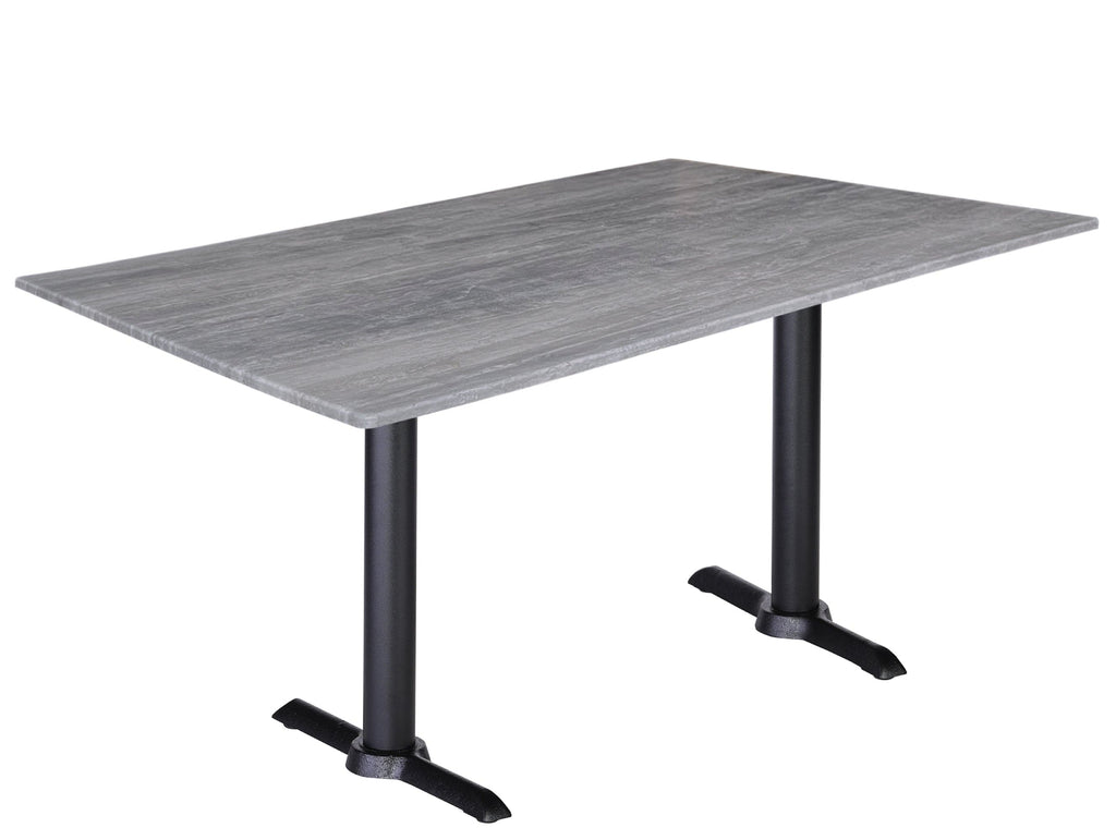 Two 30" Tall OD211EB Indoor/Outdoor All-Season Table Bases with a 30" x 48" Greystone Top OD211EB-30BWODS3248GryStn