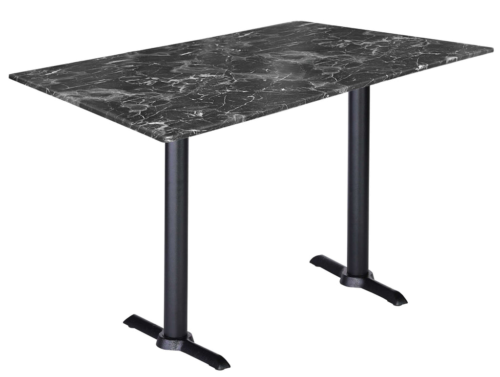 Two 36" Tall OD211EB Indoor/Outdoor All-Season Table Bases with a 30" x 48" Black Marble Top OD211EB-36BWODS3248BM