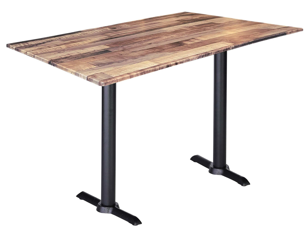 Two 36" Tall OD211EB Indoor/Outdoor All-Season Table Bases with a 30" x 48" Rustic Top OD211EB-36BWODS3248Rustic