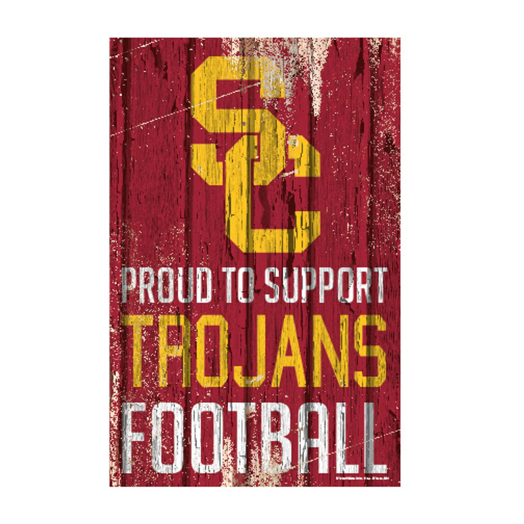 Sign 11x17 Proud To Support USC Trojans Sign 11x17 Wood Proud to Support Design 032085877222