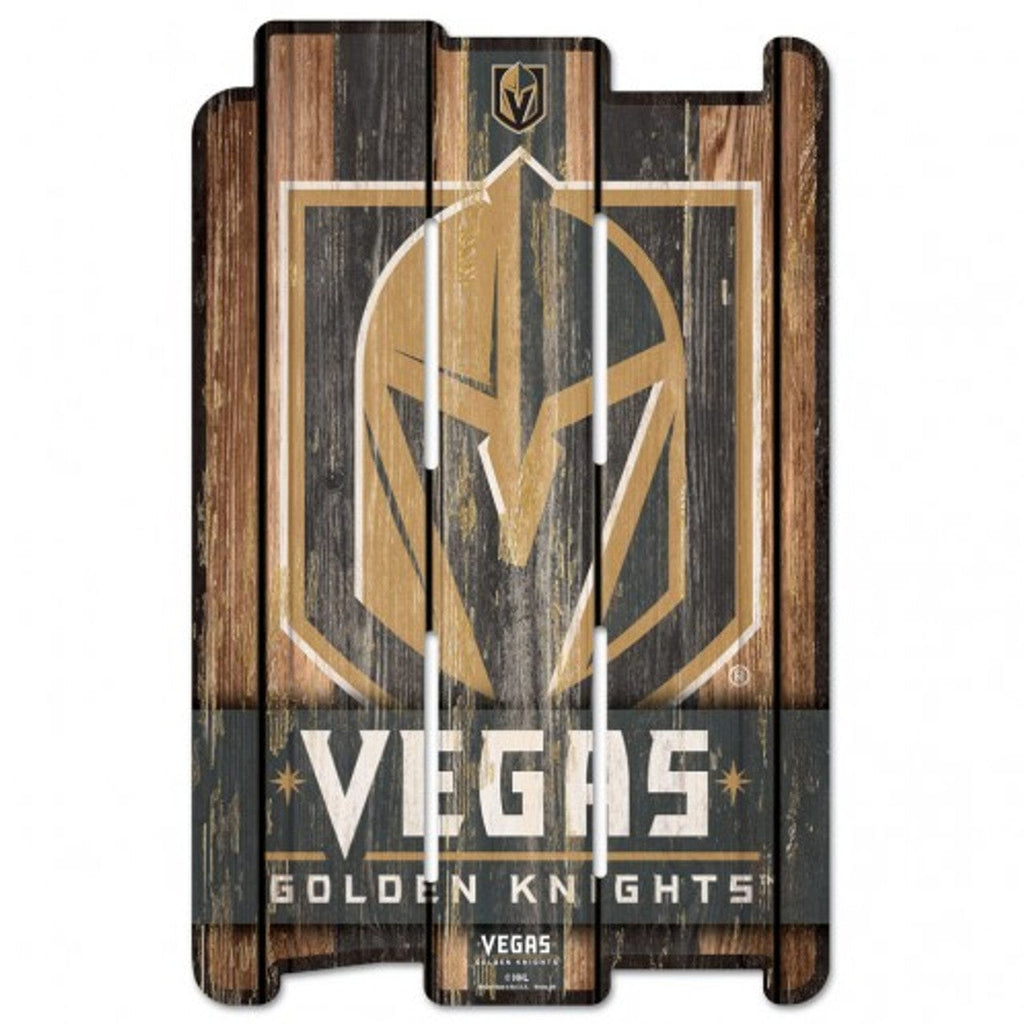 Sign 11x17 Fence Vegas Golden Knights Sign 11x17 Wood Fence Style 032085239921