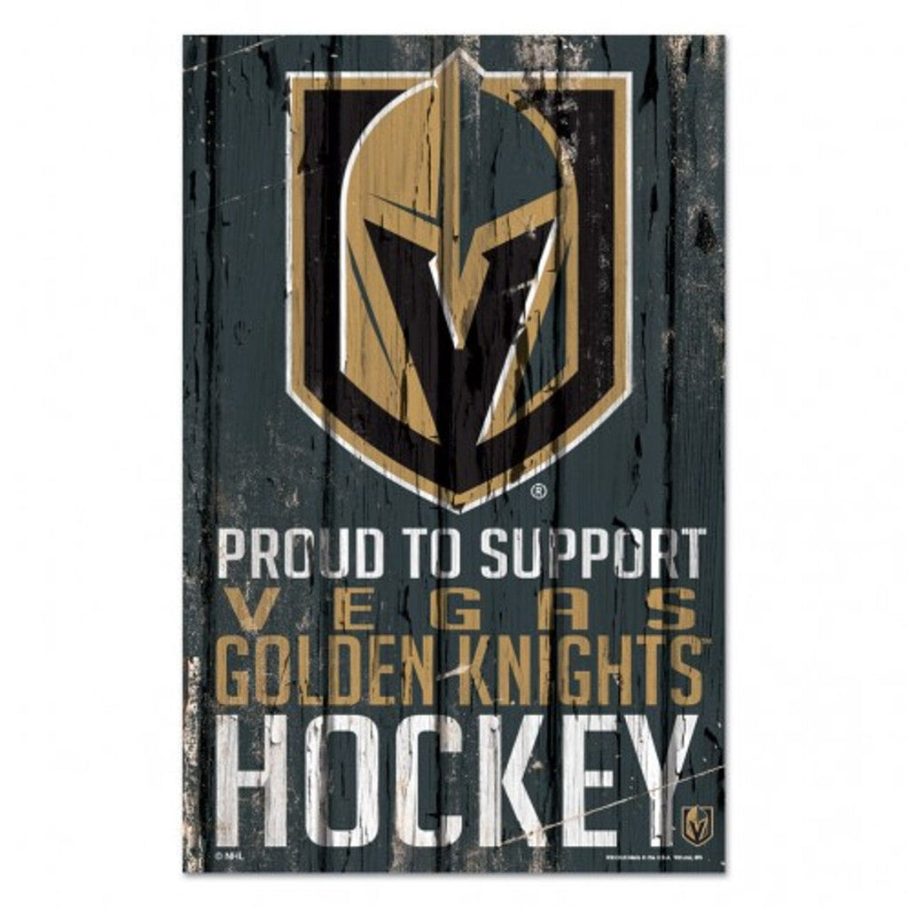 Sign 11x17 Proud To Support Vegas Golden Knights Sign 11x17 Wood Proud to Support Design 194166054332
