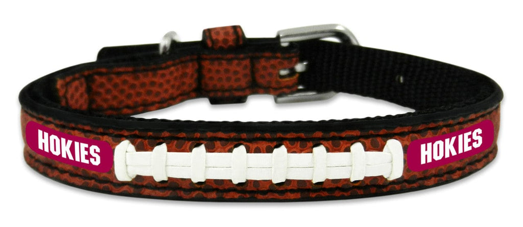 Pet Fan Gear Collar Virginia Tech Hokies Classic Leather Toy Football Collar 844214063235