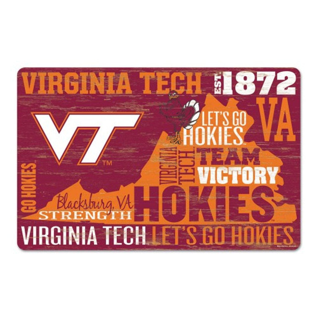 Sign 11x17 Established Home Virginia Tech Hokies Sign 11x17 Wood Wordage Design 032085501493