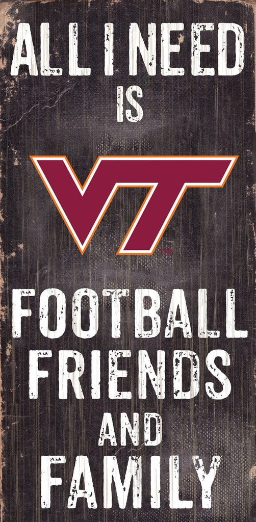 Sign 6x12 Friends and Family Virginia Tech Hokies Sign Wood 6x12 Football Friends and Family Design Black 878460089107