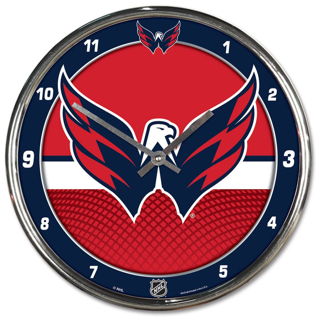 Clock Round Chrome Wall Washington Capitals Clock Round Wall Style Chrome 010943278350