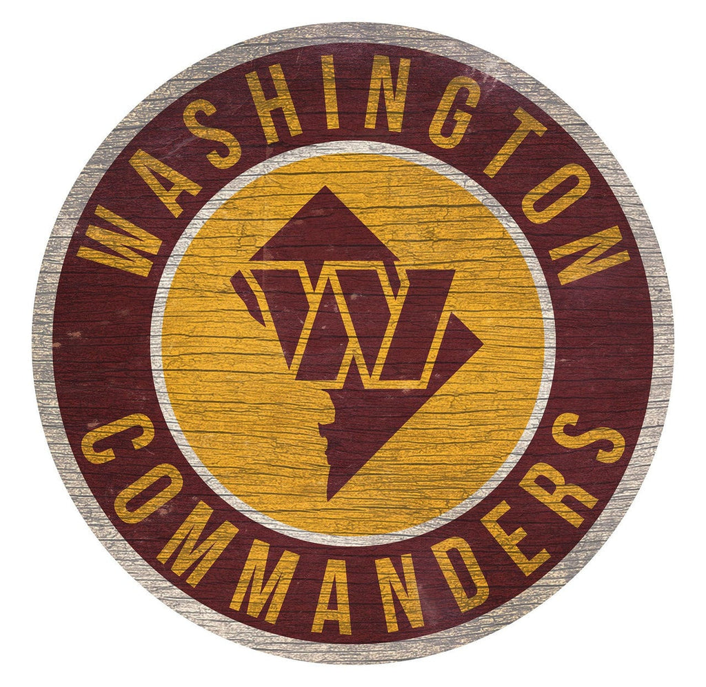 NFL Legacy Teams Washington Commanders Sign Wood 12 Inch Round State Design 878460202353