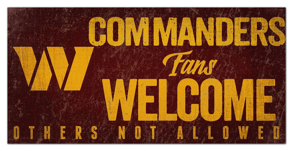 NFL Legacy Teams Washington Commanders Sign Wood 12x6 Fans Welcome Design 878460152825