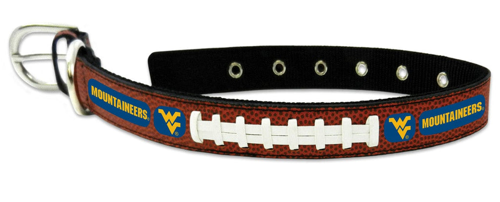 Pet Collar Large West Virginia Mountaineers Classic Leather Large Football Collar 844214063341
