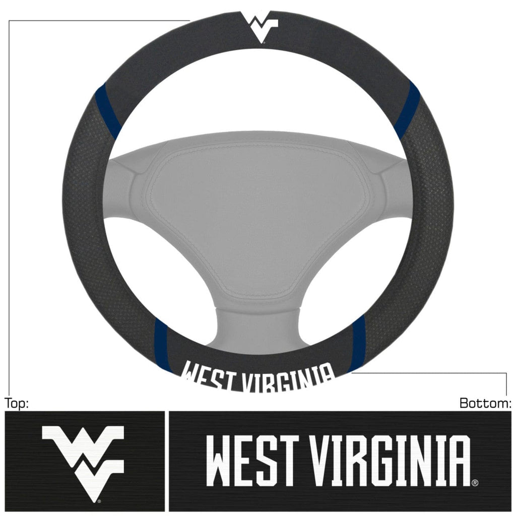 Steering Wheel Covers Mesh West Virginia Mountaineers Steering Wheel Cover Mesh/Stitched 842989049423