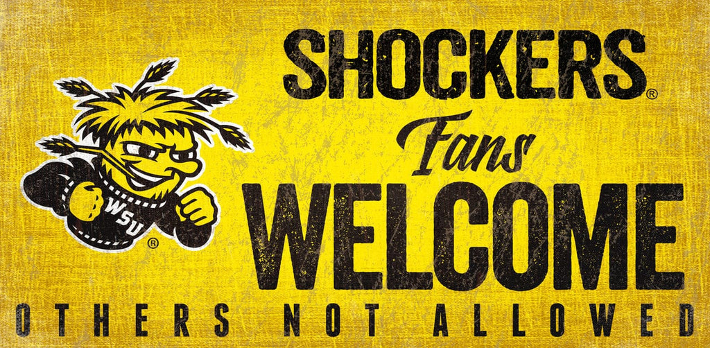 Sign 12x6 Fans Welcome Wichita State Shockers Sign Wood 12x6 Fans Welcome Design - Special Order 878460145865