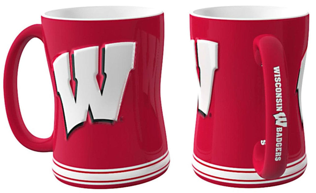 Drinkware Wisconsin Badgers Coffee Mug 14oz Sculpted Relief Team Color 806293091110