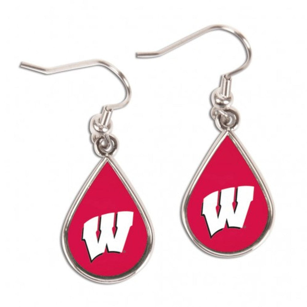 Jewelry Earrings Tear Drop Wisconsin Badgers Earrings Tear Drop Style 032085196798