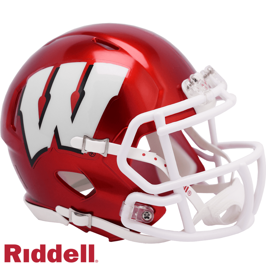 Helmets Mini Speed Flash Wisconsin Badgers Helmet Riddell Replica Mini Speed Style FLASH Alternate 095855902661