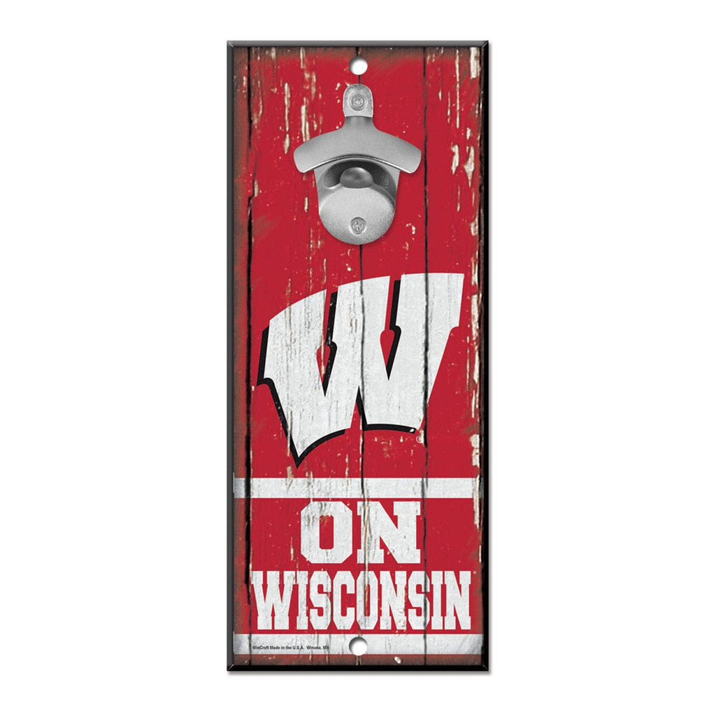 Sign 5x11 Bottle Opener Wisconsin Badgers Sign Wood 5x11 Bottle Opener 032085564115